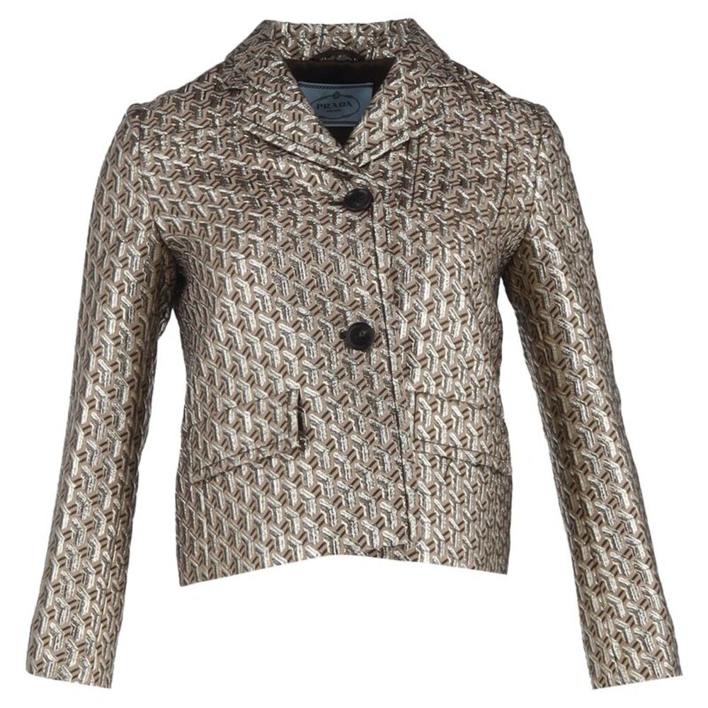 Prada Single-Breasted Patterned Blazer In Metalli… - image 1